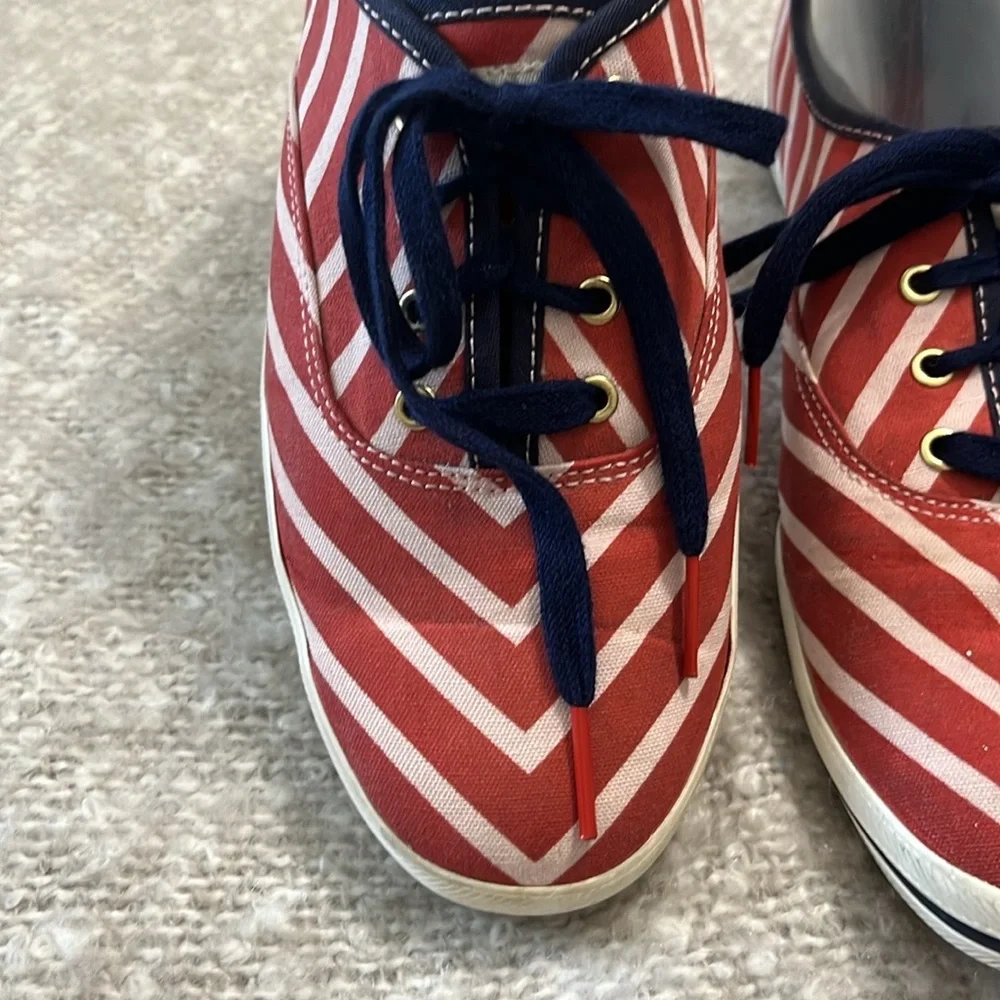 Kate Spade Keds Lace-up Canvas Sneaker Red White Stripes Size‎ 9